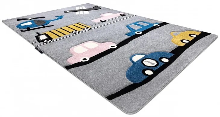 Dywany Łuszczów, Detský kusový koberec Petit Toys cars grey, 160x220, šedá, detská izba