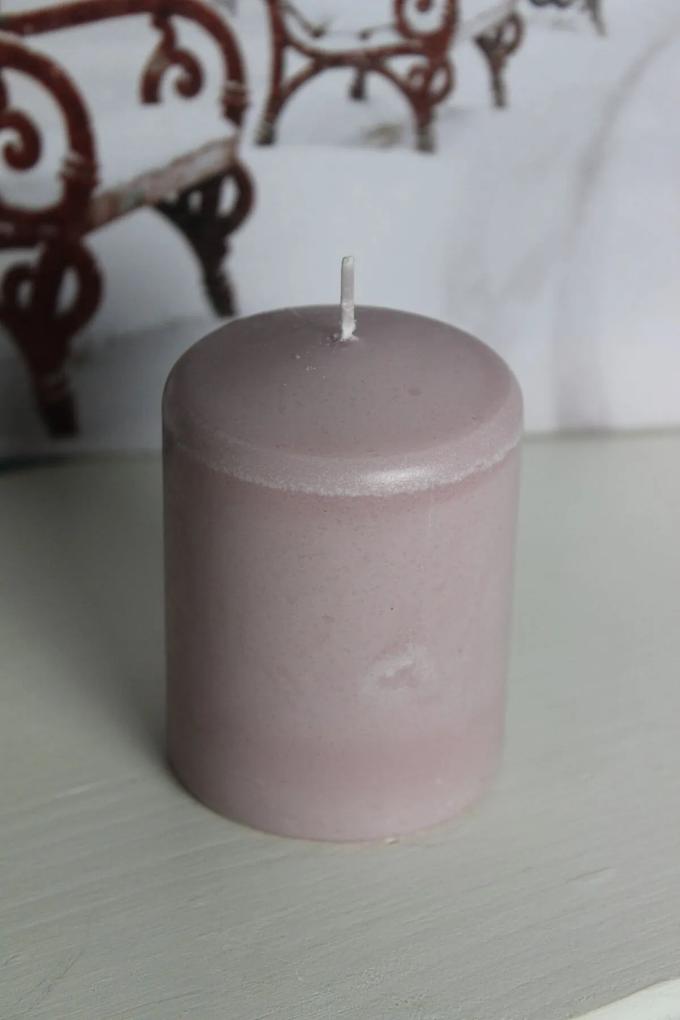 Ružová sviečka valec 8x6cm