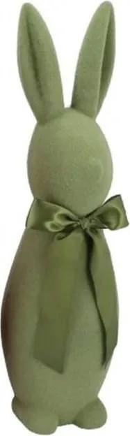 Tmavě zelený veliký zajíc s mašlí Bunny Easter Flock XL - 20*20*70 cm