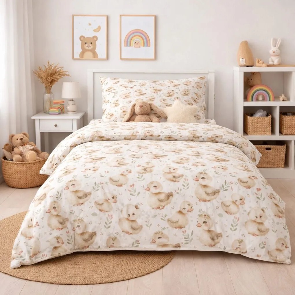 Mušelínové obliečky Kačičky TiaHome - 1x Vankúš 90x70cm, 1x Paplón 140x200cm
