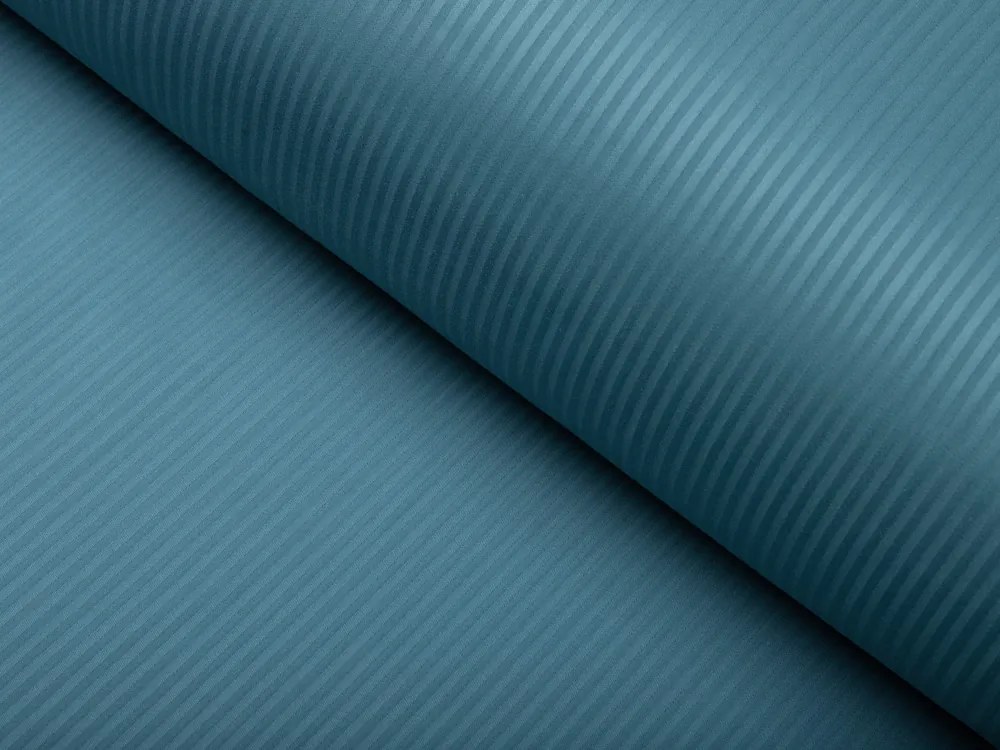 Biante Damaškové posteľné obliečky Atlas Grádl DM-005 Petrolejové - tenké pásiky 3 mm Jednolôžko 140x200 a 70x90 cm