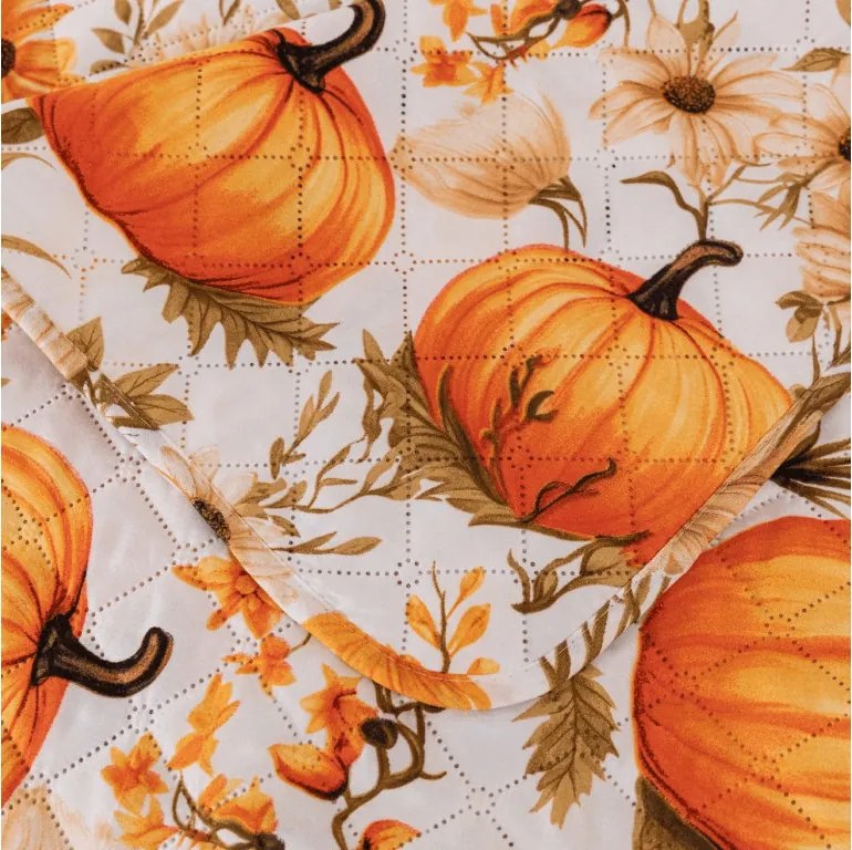Prehoz na posteľ FLOWERS AND PUMPKINS, oranžový Rozmer: 220 x 240 cm