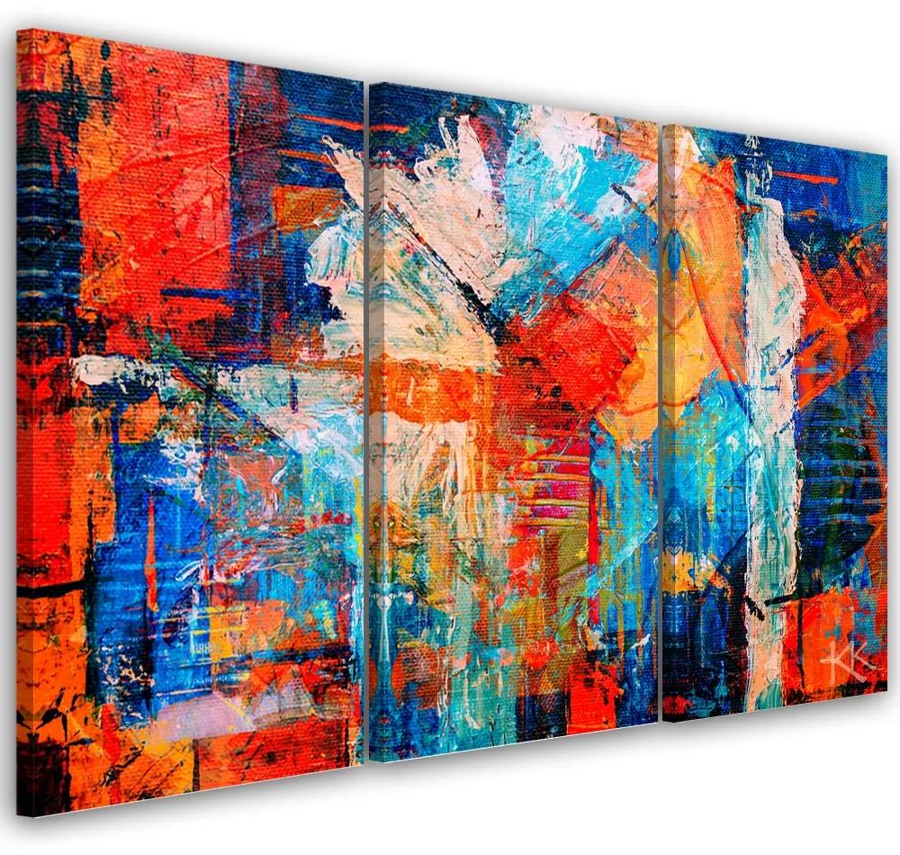 Obraz na plátně třídílný, Ruka oranžové abstrakce -napadeno - 120x80 cm