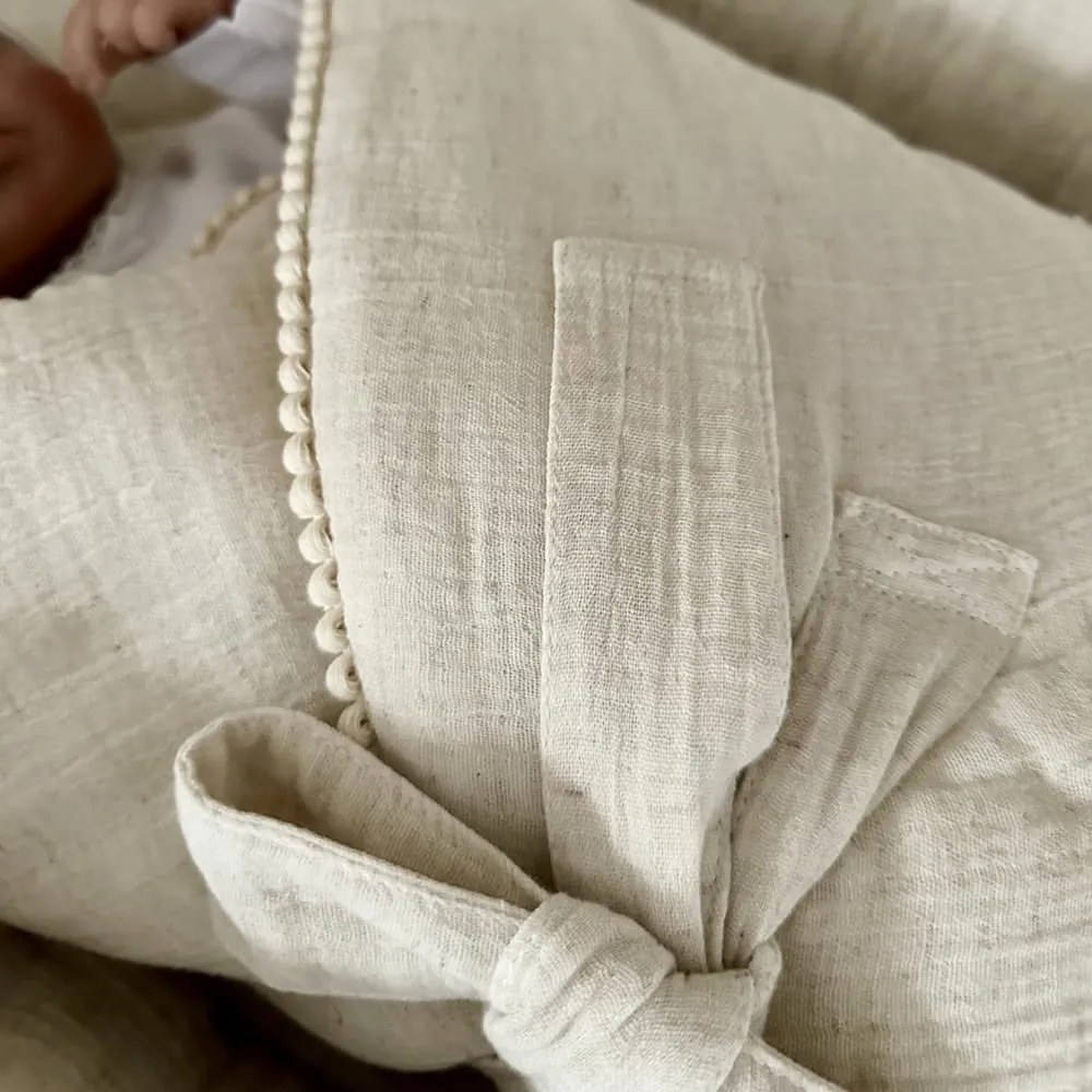 Mušelínová zavinovačka s lemovaním prírodná 70x70cm