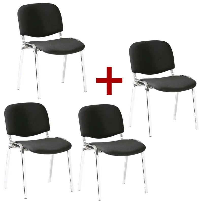 Konferenčná stolička VIVA chróm 3+1 ZADARMO, čierna