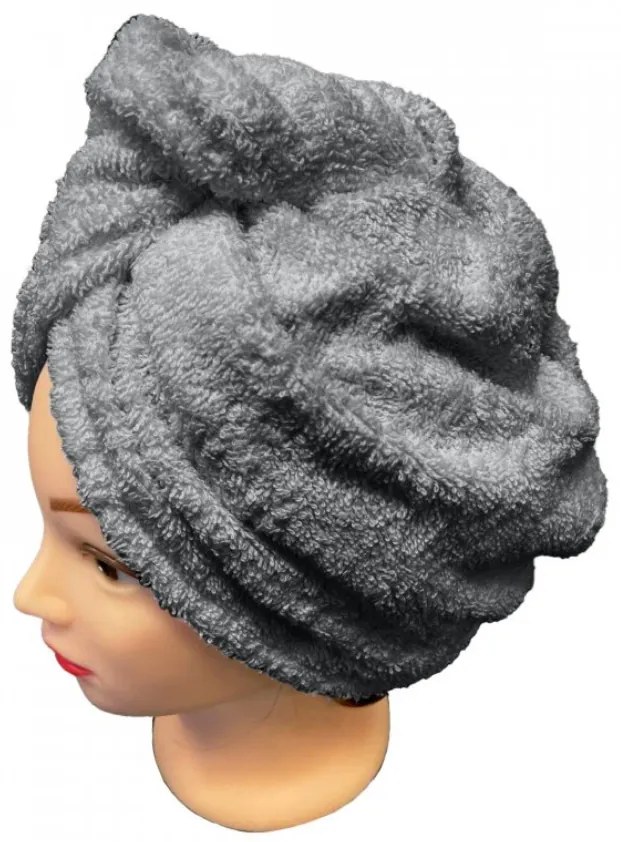 Rýchloschnúci froté Turban na vlasy sivý