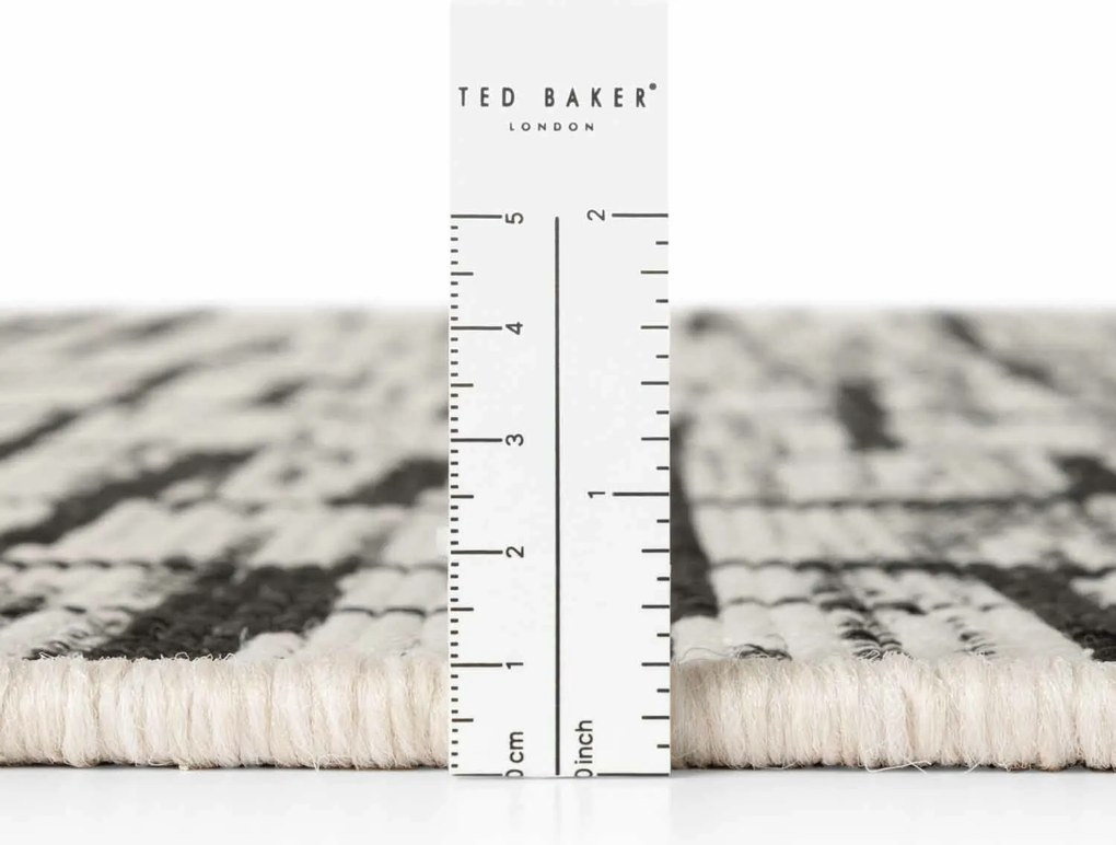 Ted Baker, Kusový koberec Ted Baker Haringey 106387 Black White kruh, 200x200, čiernobiela, chodba / predsieň