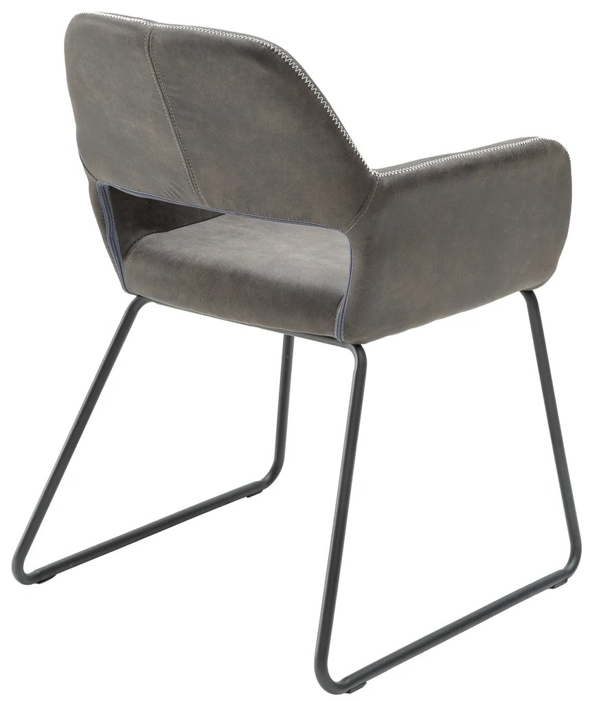 Stolička Mustang starožitná sivá lakťová opierka