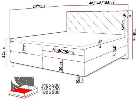 Manželská posteľ 180 cm Metio (svetlobéžová). Vlastná spoľahlivá doprava až k Vám domov. 1122550