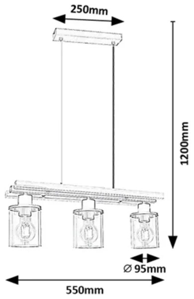 Rabalux 72083 - Luster na lanku NIYLAH 3xE27/25W/230V