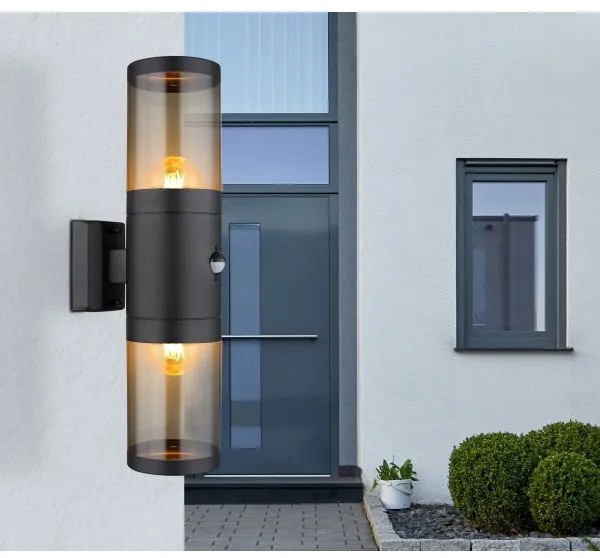 Globo 32014-2BS-Vonkajšie nástenné svietidlo so senzorom XELOO 2xE27/40W/230V IP44