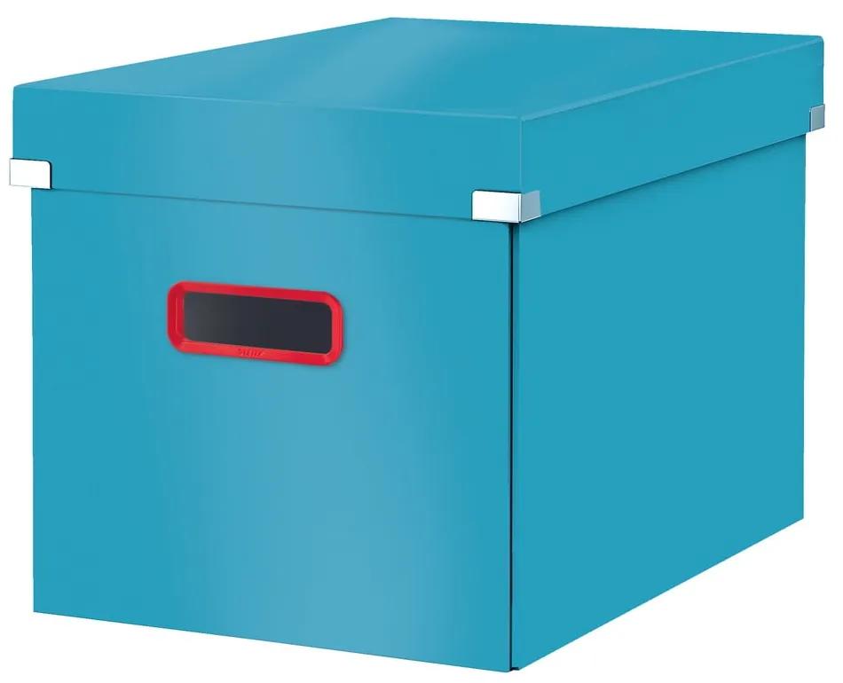Modrý kartónový úložný box s vekom 32x36x31 cm Click&amp;Store – Leitz