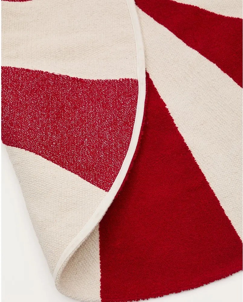 Červený/biely detský koberec s prímesou bavlny ø100 cm Wirla – Kave Home