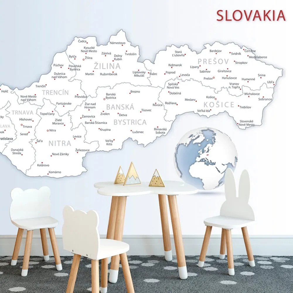 Samolepiaca tapeta podrobná mapa Slovenska