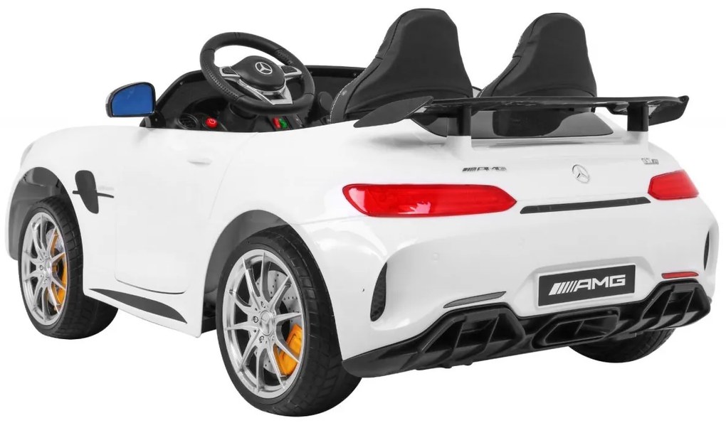 RAMIZ ELEKTRICKÉ AUTÍČKO MERCEDES-BENZ GT R 4 x 4 - LAKOVANÉ - BIELE - 4 x RS550PH-12V - 2 x 12V/7Ah - 2023