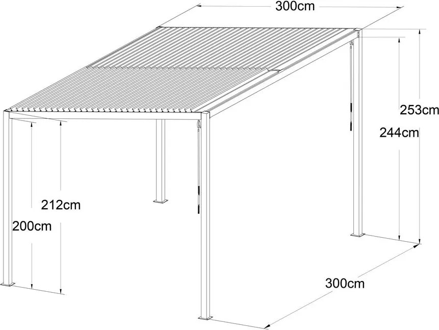 Pultová bioklimatická pergola s lamelami 3 x 3 M