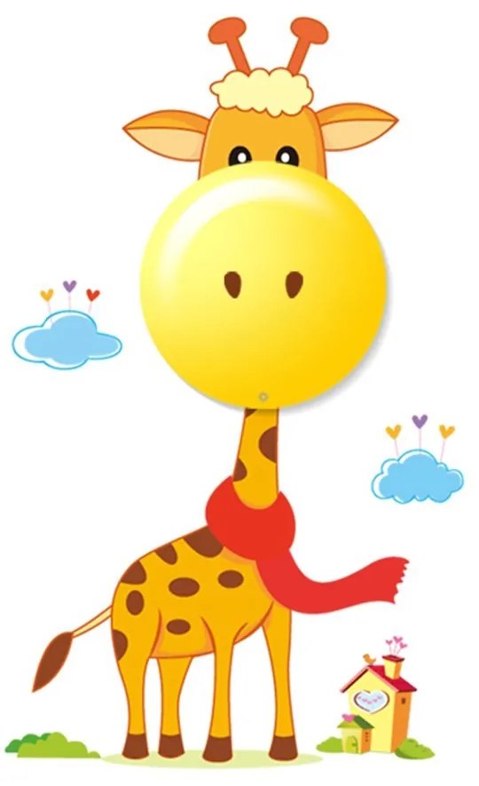 Detské nástenné svietidlo Giraffe, 1x žlté plastové tienidlo, or