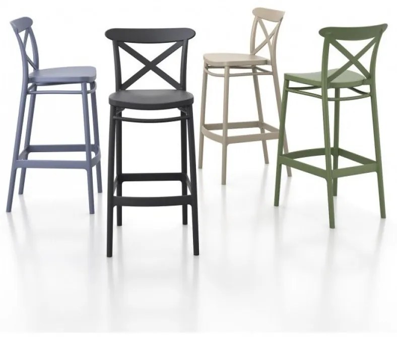 CROSS BAR 75 záhradná barová stolička olive green