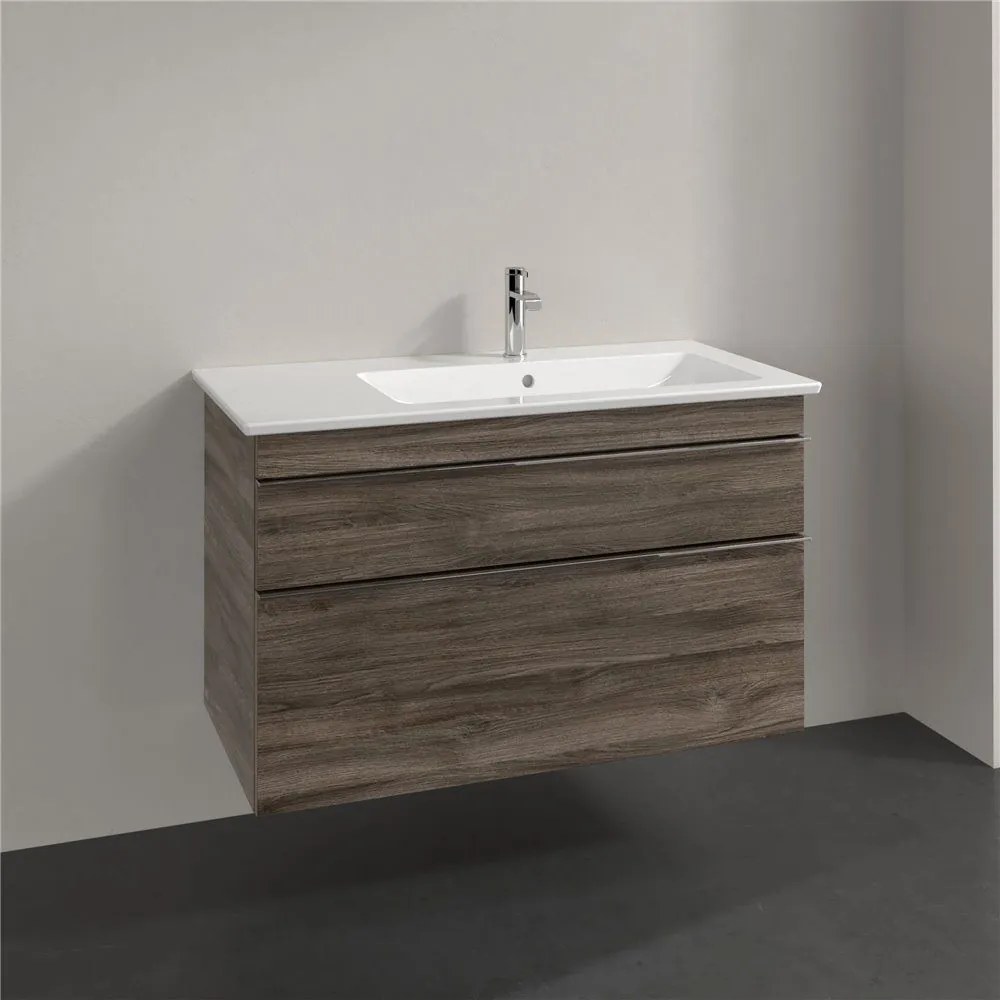 VILLEROY &amp; BOCH Venticello závesná skrinka pod asymetrické umývadlo (pravé), 2 zásuvky, 953 x 502 x 590 mm, Stone Oak, A92801RK