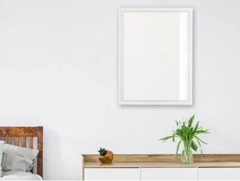 Nástenné zrkadlo Nadine 34x45 cm, bielo-zlaté, perlový dekor%