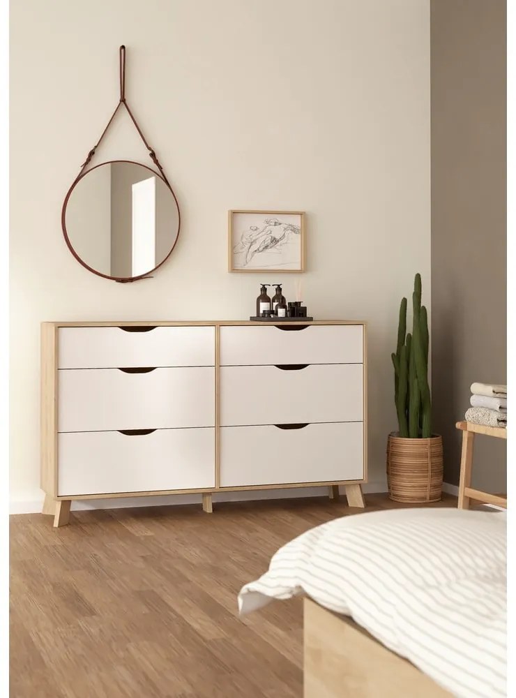 Biela/v prírodnej farbe komoda v dekore duba 156x92x40 cm Ikast – Tvilum