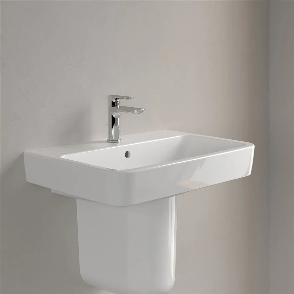 VILLEROY & BOCH O.novo závesné umývadlo s otvorom, s prepadom, 650 x 460 mm, biela alpská, s povrchom CeramicPlus, 4A4165R1