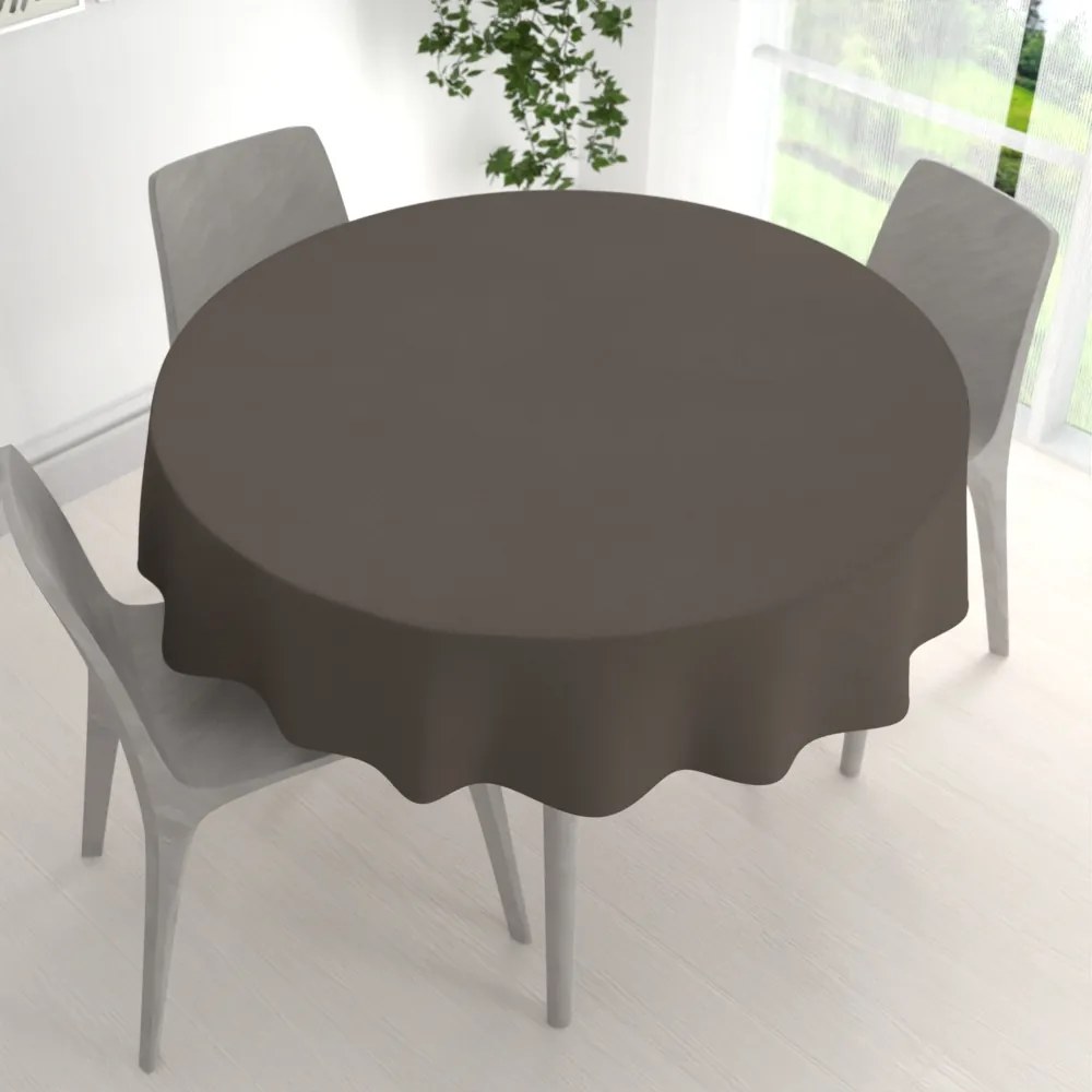 Biante Veľký dekoračný okrúhly obrus BKU-113 Hnedosivý Ø 230 cm