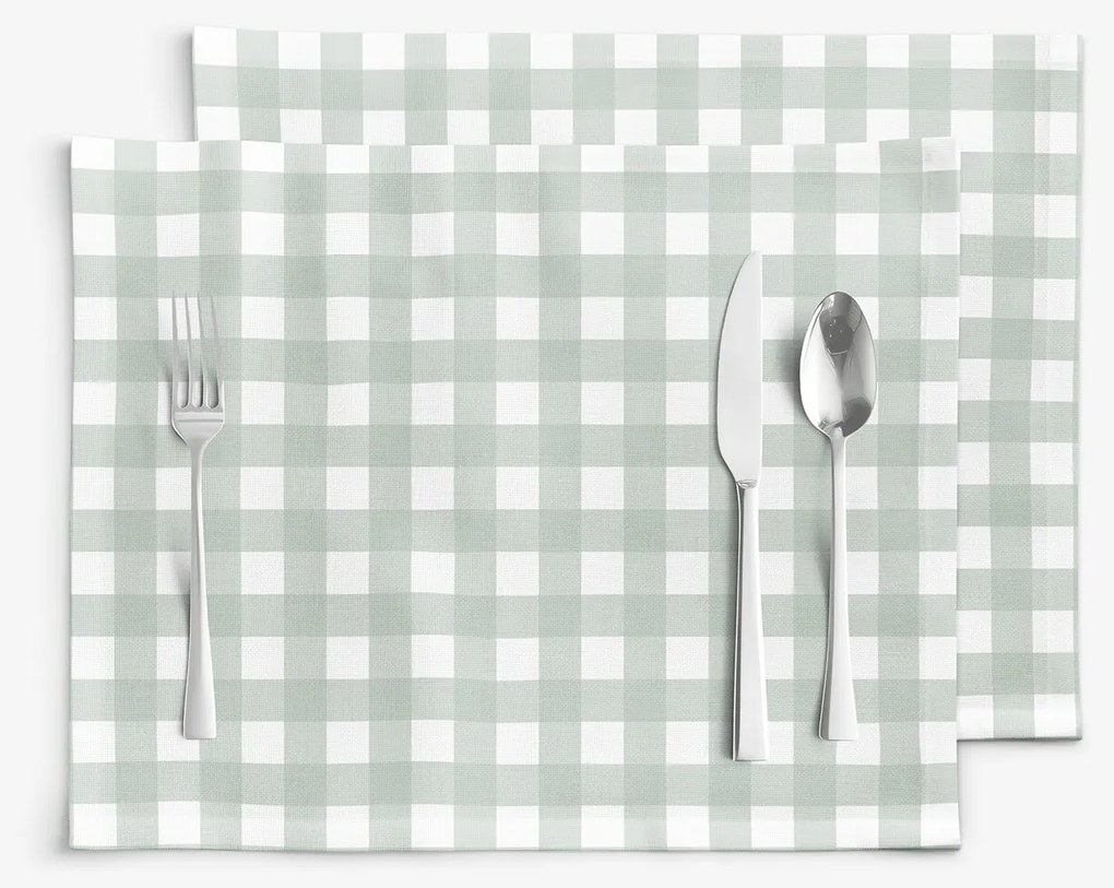 Goldea prestieranie na stôl 100% bavlnené plátno - šalviovo zelené kocky - sada 2ks 30 x 40 cm