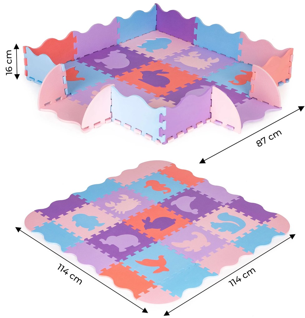 Detská penová podložka puzzle s ohrádkou - Zvieratká