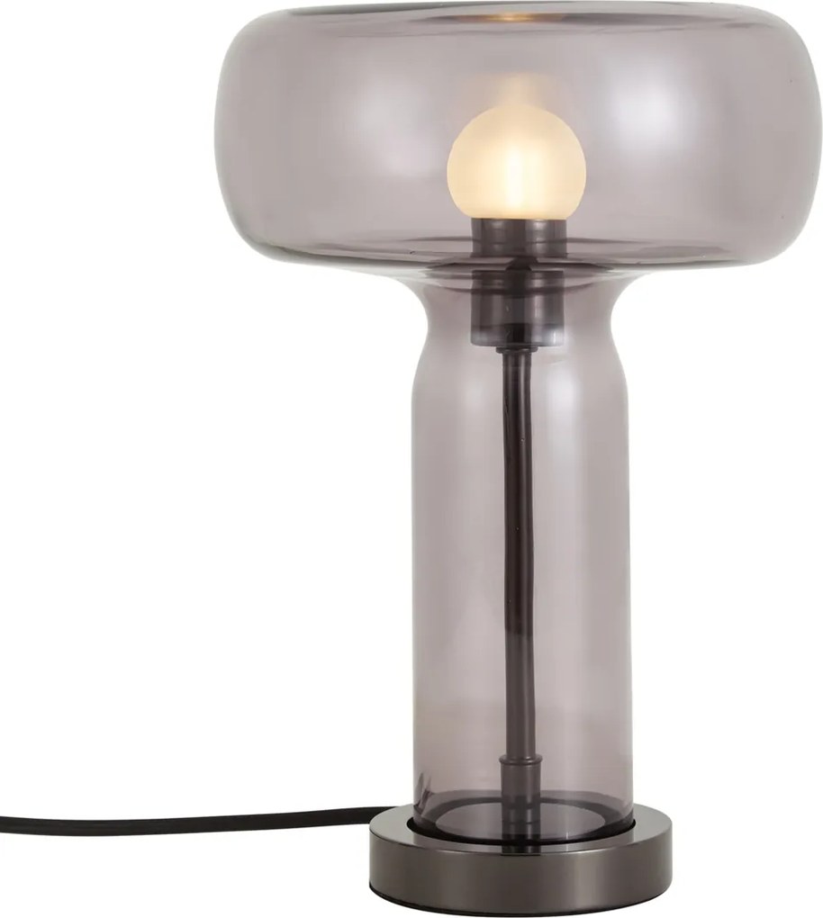 Amara Hotel Chic Table Lamp: Gunmetal & Smoke Glass Design