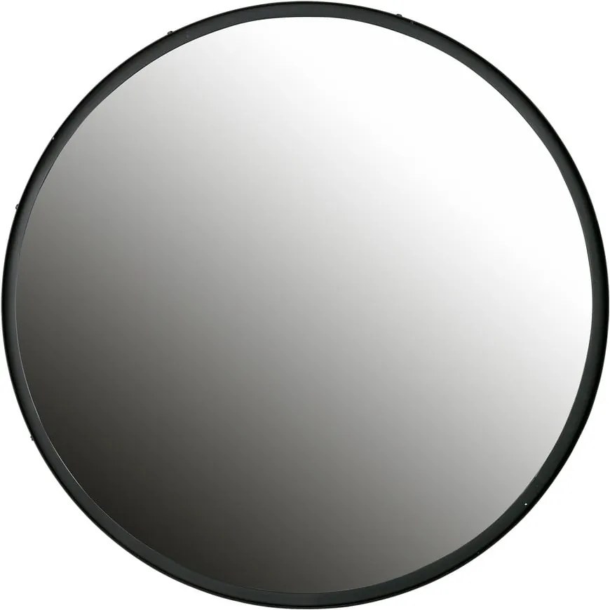 Nástenné zrkadlo s čiernym rámom WOOOD Lauren, Ø 80 cm