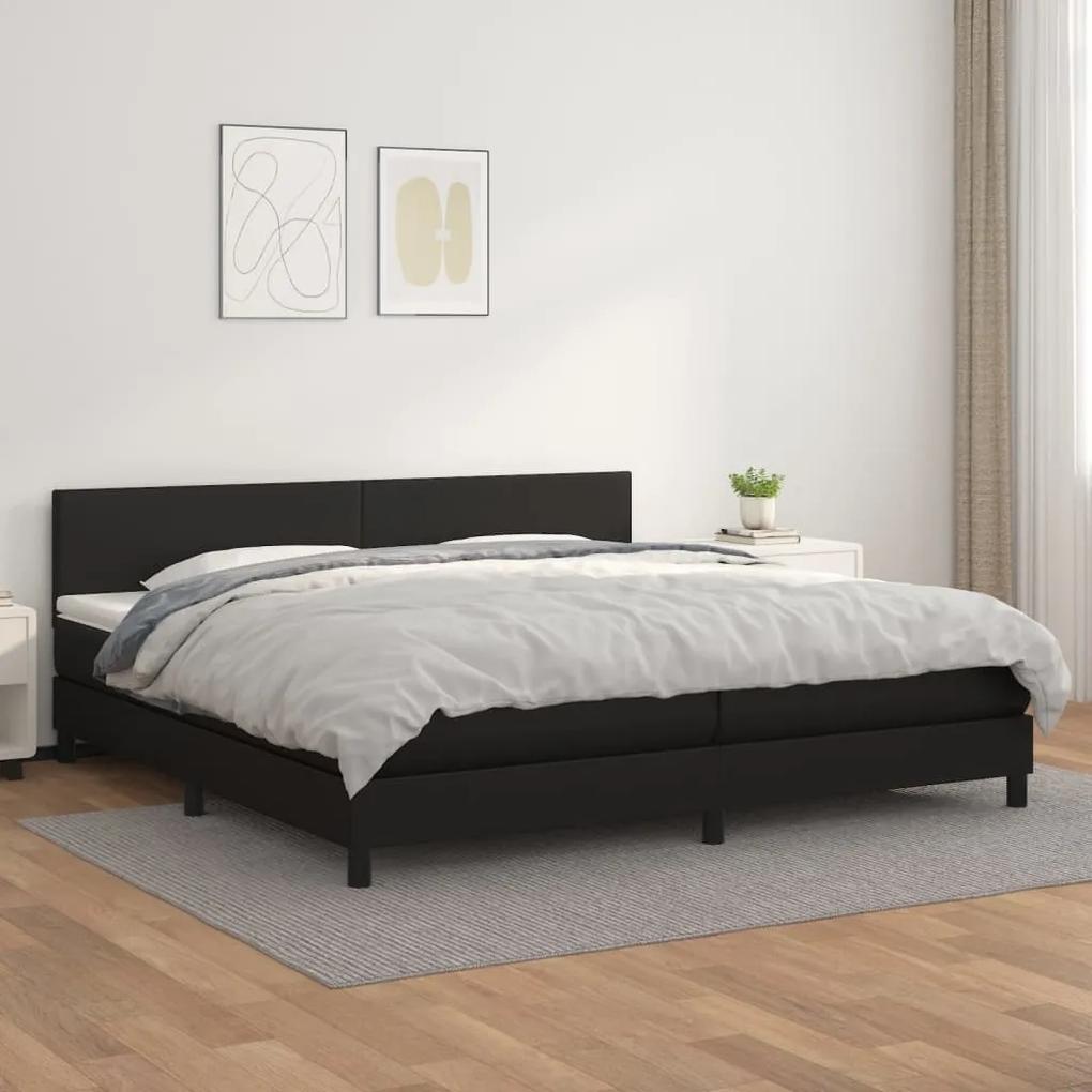 Boxspring posteľ s matracom čierna 200x200 cm umelá koža 3141023