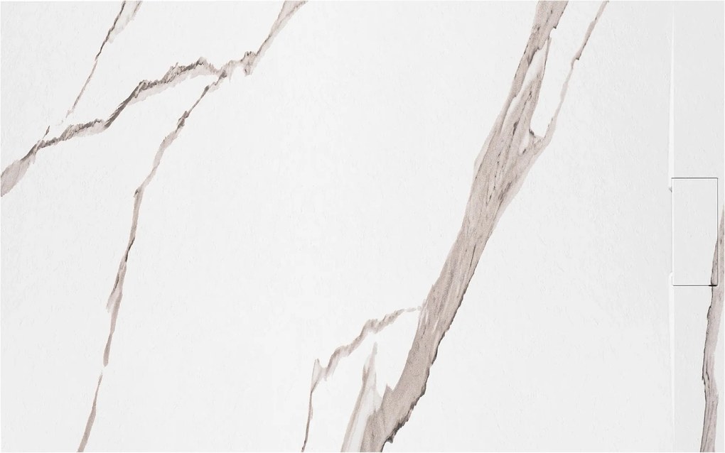 Obdĺžniková sprchová vanička z SMC kompozitu REA BAZALT CARRARA 100x80 cm, biely mramor