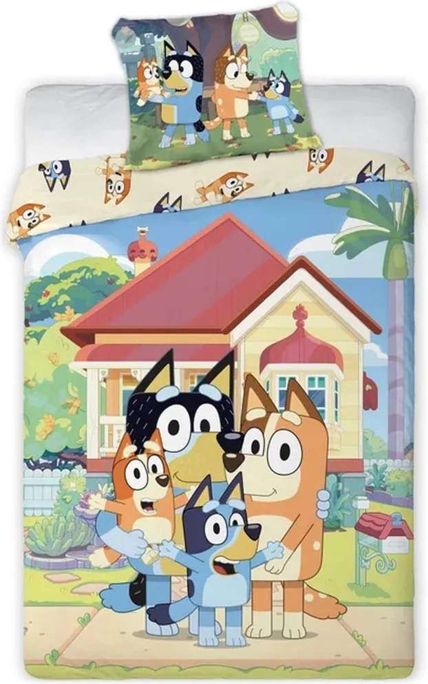 Bavlnené posteľné obliečky Bluey a jej rodina - 100% bavlna - 70x90 cm + 140x200 cm