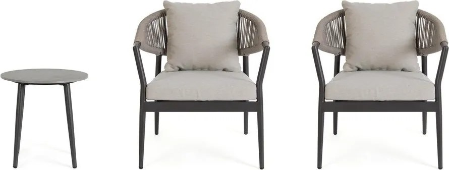 Kaki/taupe hliníková záhradná lounge súprava pre 2 Millor – Bizzotto