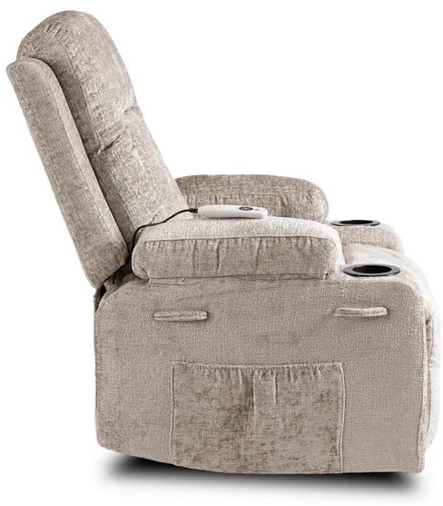 Masážne polohovateľné kreslo ARIEN bežový zamat - vintino.sk