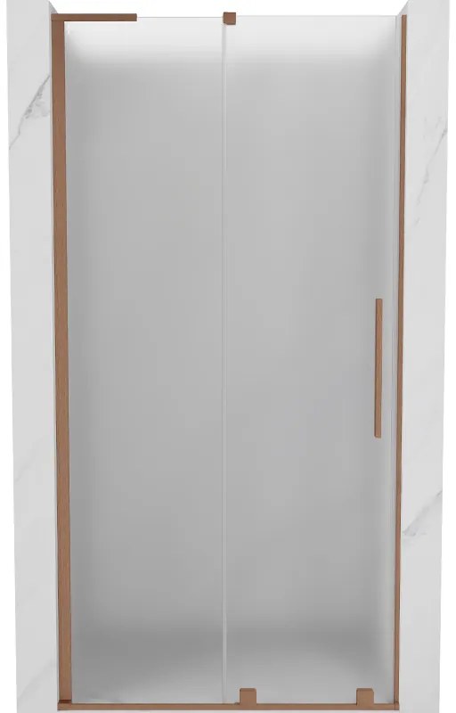 Mexen Velar L, posuvné sprchové dvere do otvoru 90 cm, 8mm sklo námraza, medená matná, 871-090-003-31-65