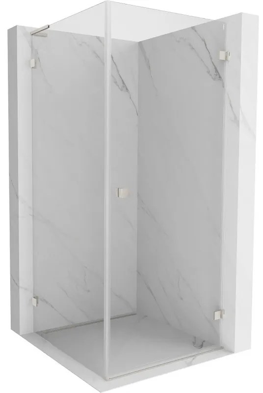 Mexen Lunar-B L výklopný sprchový kút pravý 70 x 70 cm, číre sklo, brúsená oceľ, 832L-070-070-97-00-P