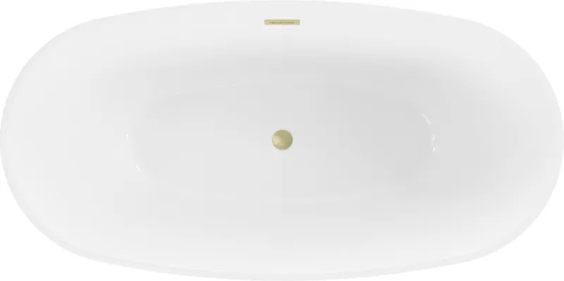 Mexen Eris, voľne stojaca vaňa 180 x 80 cm, biela, zlatý matný prepad, 53441808000-55
