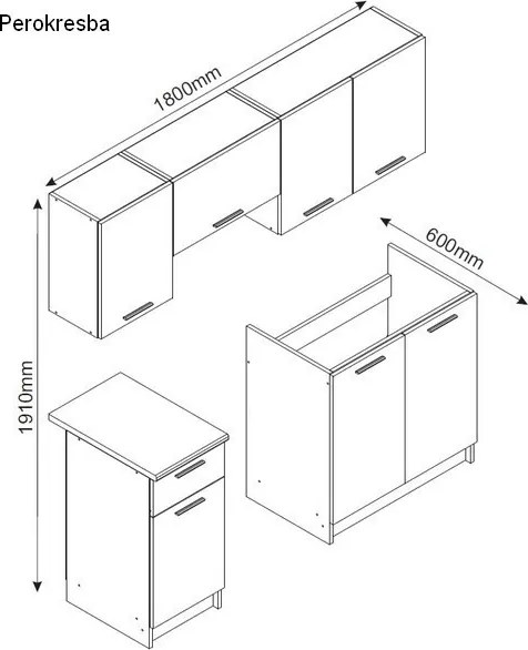 Kuchynský blok Irma, dub artisan/biela