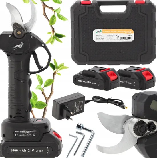 Akumulátorové nožnice na konáre 30 mm – dve batérie, nabíjačka, kufrík