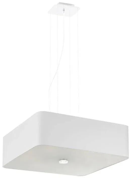 Závesné svietidlo Lokko, 1x biele textilné tienidlo, (biele sklo), (45 cm)