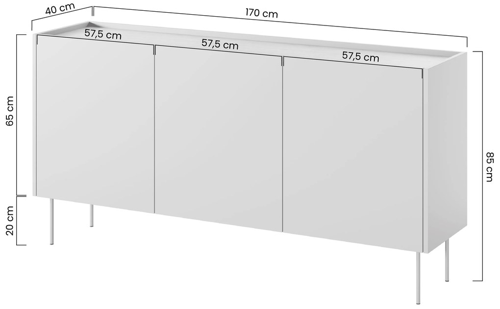 Komoda Desin 170 cm - čierny mat / dub nagano