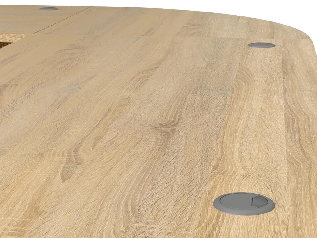 Rohový psací stůl Officer 80400/304 230 cm s kontejnerem dub Sonoma/stříbrný