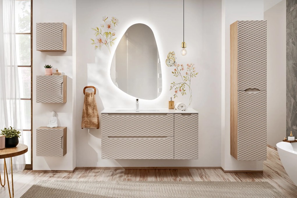 Comad Doplnková kúpeľňová skrinka nízka Ocean Beige 30 béžová/dub olejovaný
