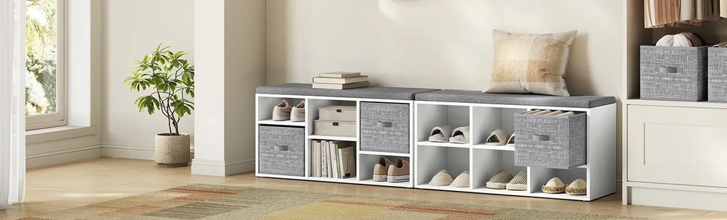 Botník se sedákem Vasagle Lopy 87 cm bílý/šedý
