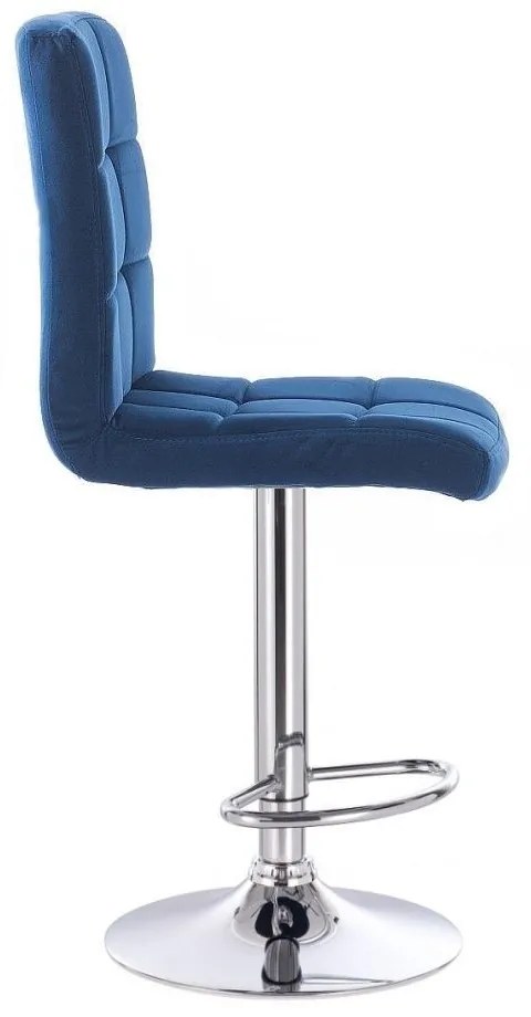 LuxuryForm DESIGN Barová stolička TOLEDO VELUR na striebornom tanieri - modrá
