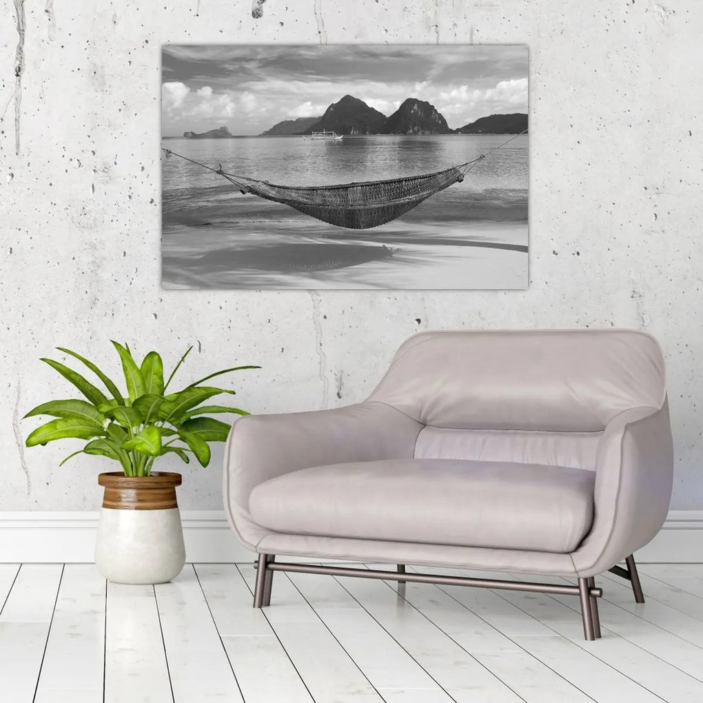 Obraz - Hojdacia sieť na pláži (90x60 cm)