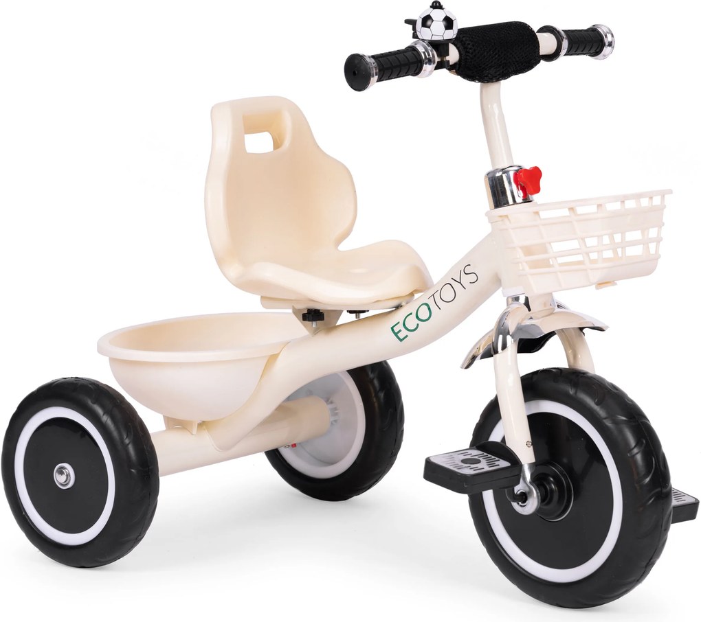 Detský trojkolový bicykel ECOTOYS od 12 mesiacov – EVA kolesá, košík, zvonček
