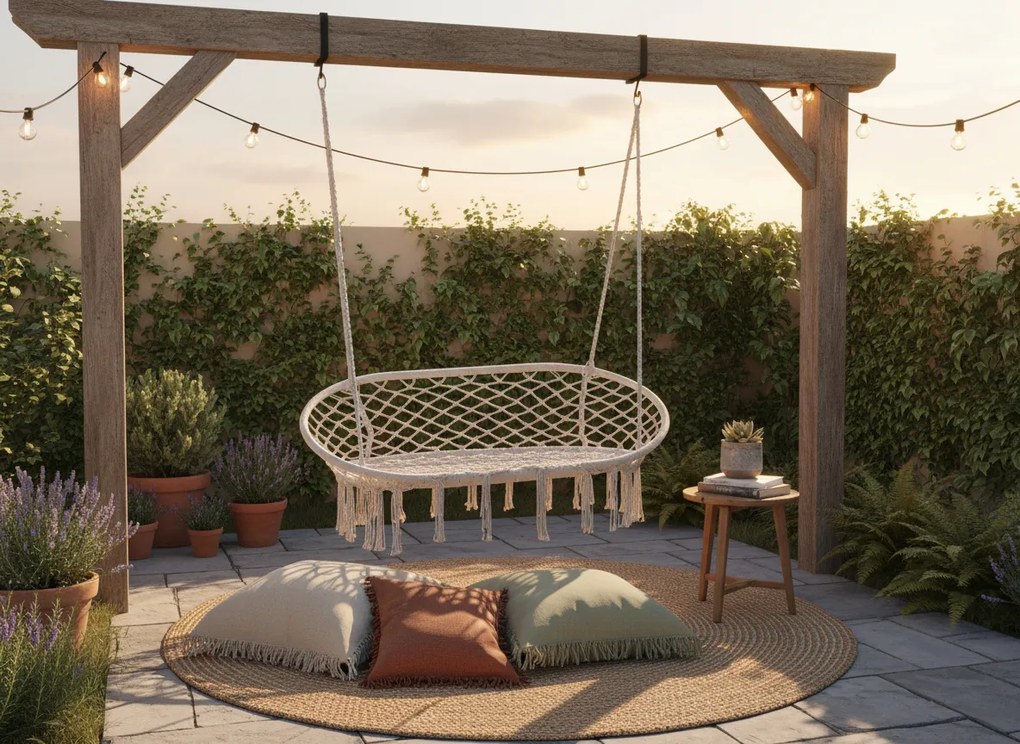 GARDEN LINE Dvojité závesné kreslo – sivé HAM5177